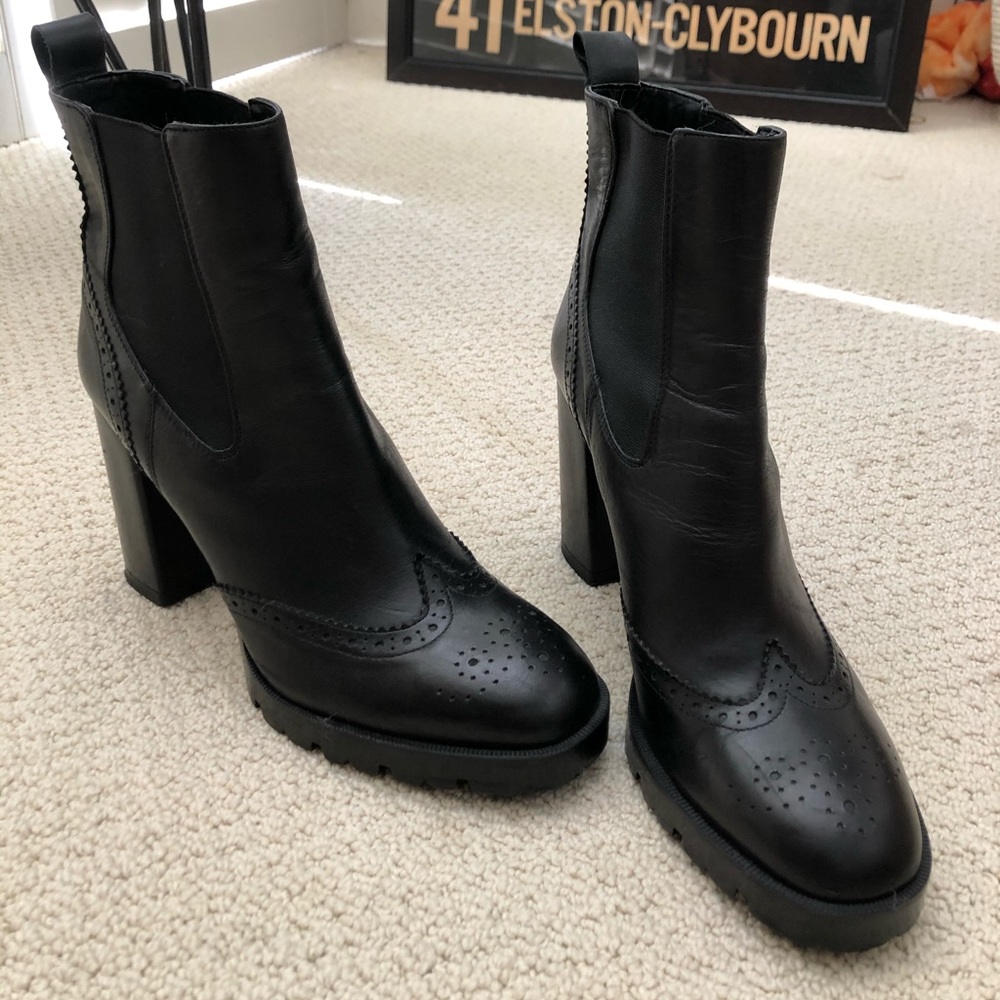 Zara Leather Army Ankle Boots